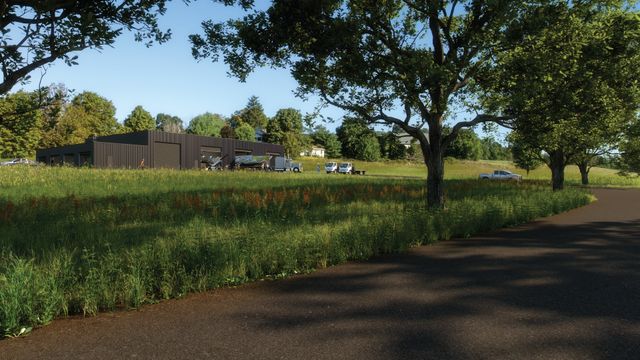 A rendering of the new Conservation, Fabrication, and Maintenance Building at Storm King Art Center.